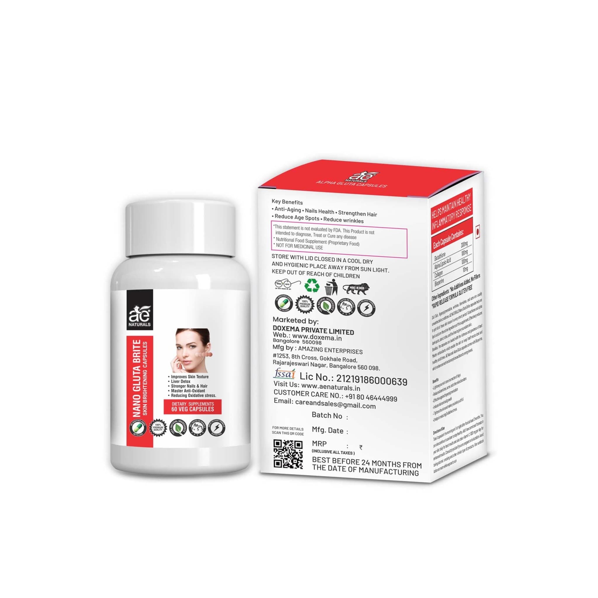 Nano Gluta Skin brightening Capsules 60 Caps thumbnail 3