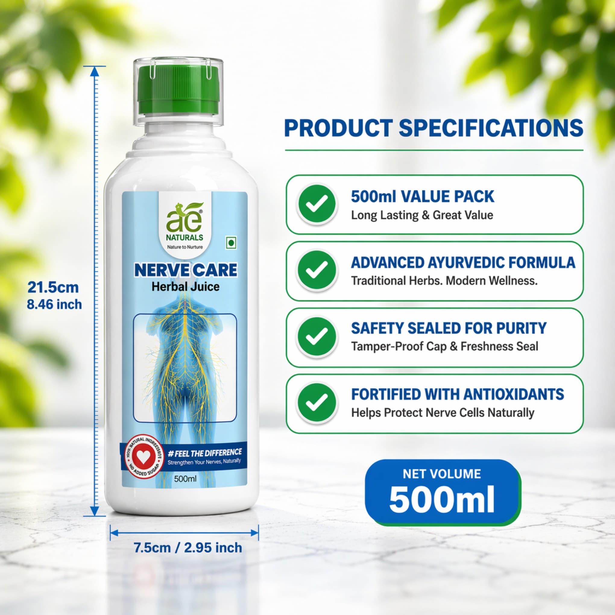 AE Naturals Nerve Care Herbal Juice 500ml thumbnail 6