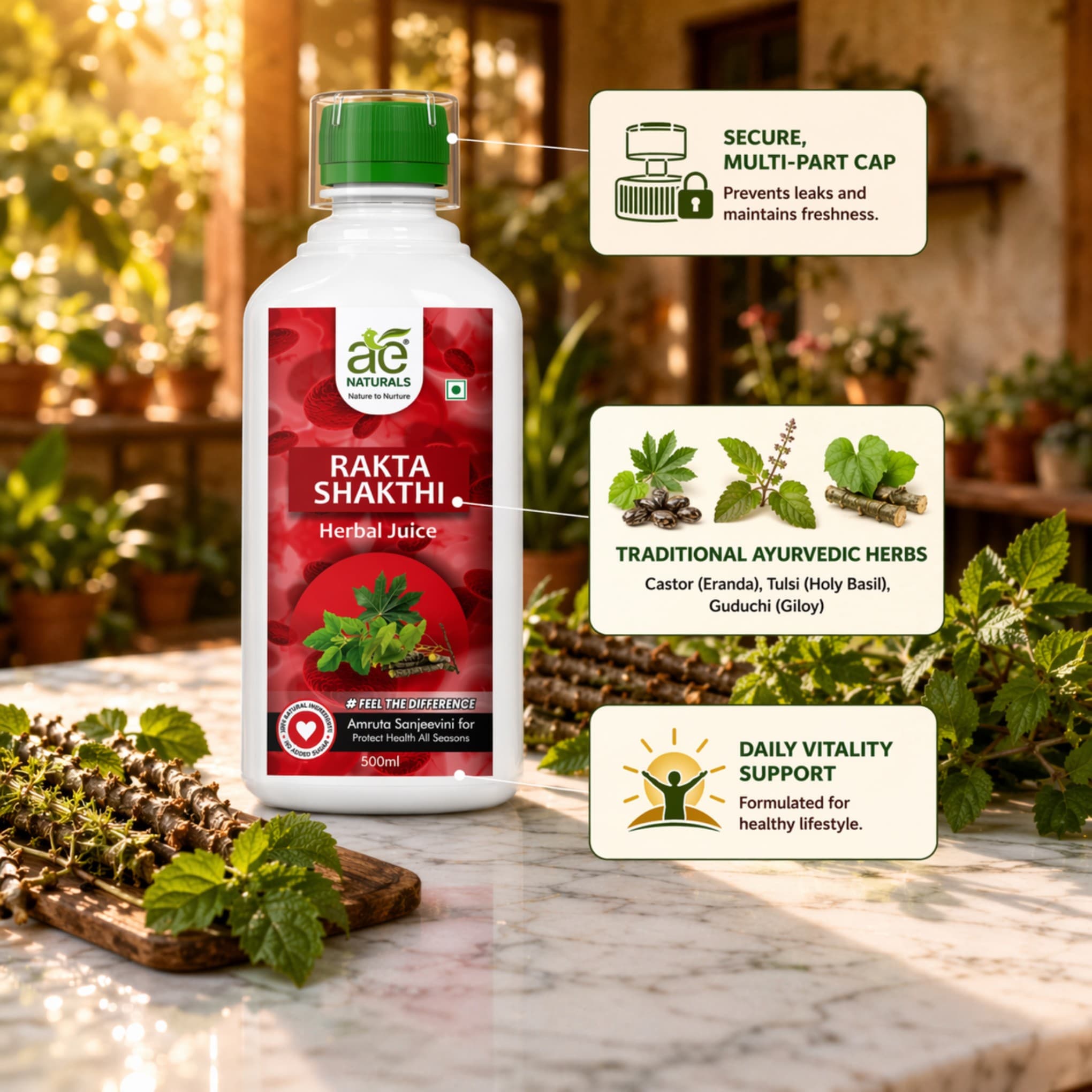 AE Naturals Rakta Shakthi Herbal Juice 500ml thumbnail 3