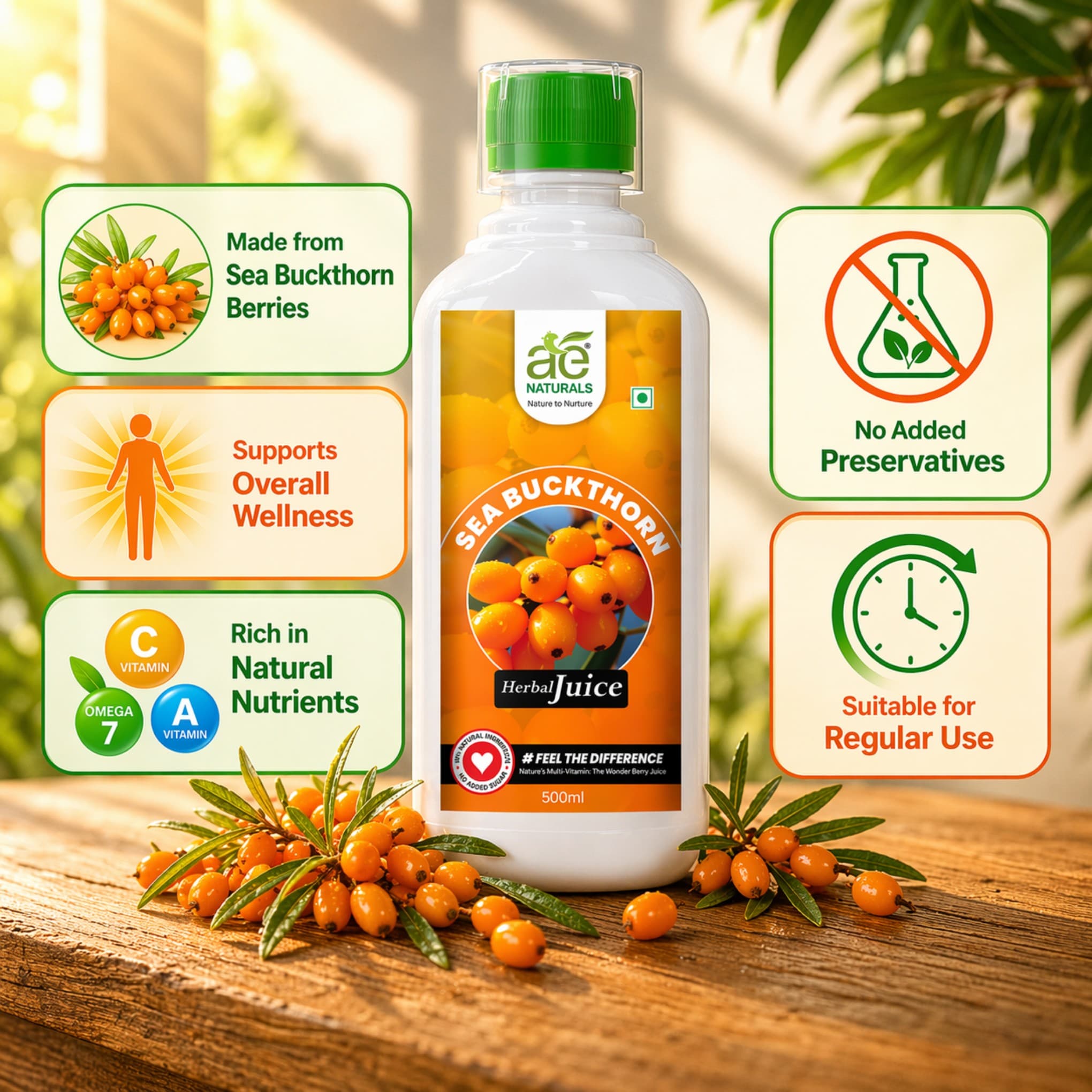 AE Naturals Sea Buckthorn Herbal Juice 500ml thumbnail 4