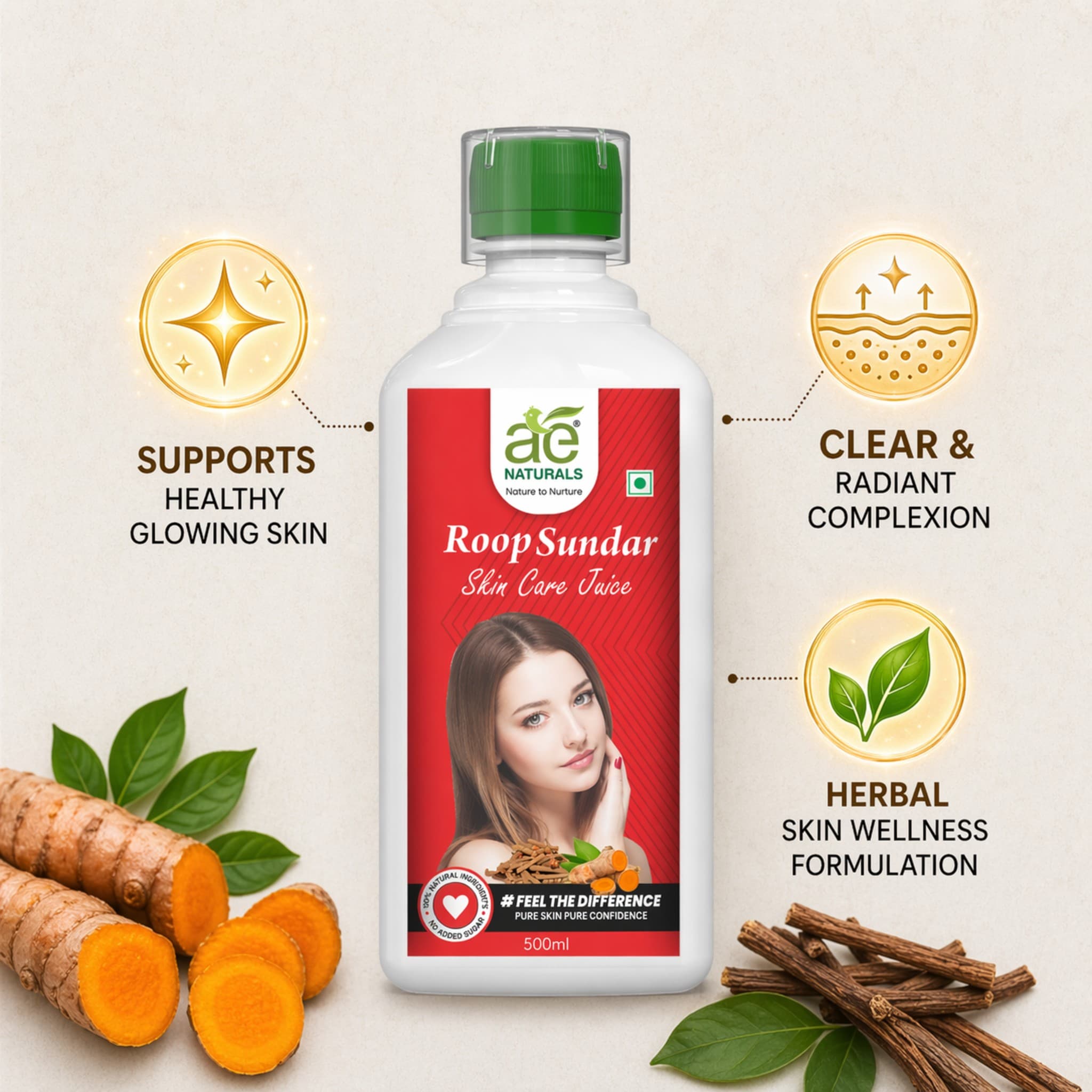 AE Naturals Roop Sundar Skin Care Herbal Juice 500ml thumbnail 3