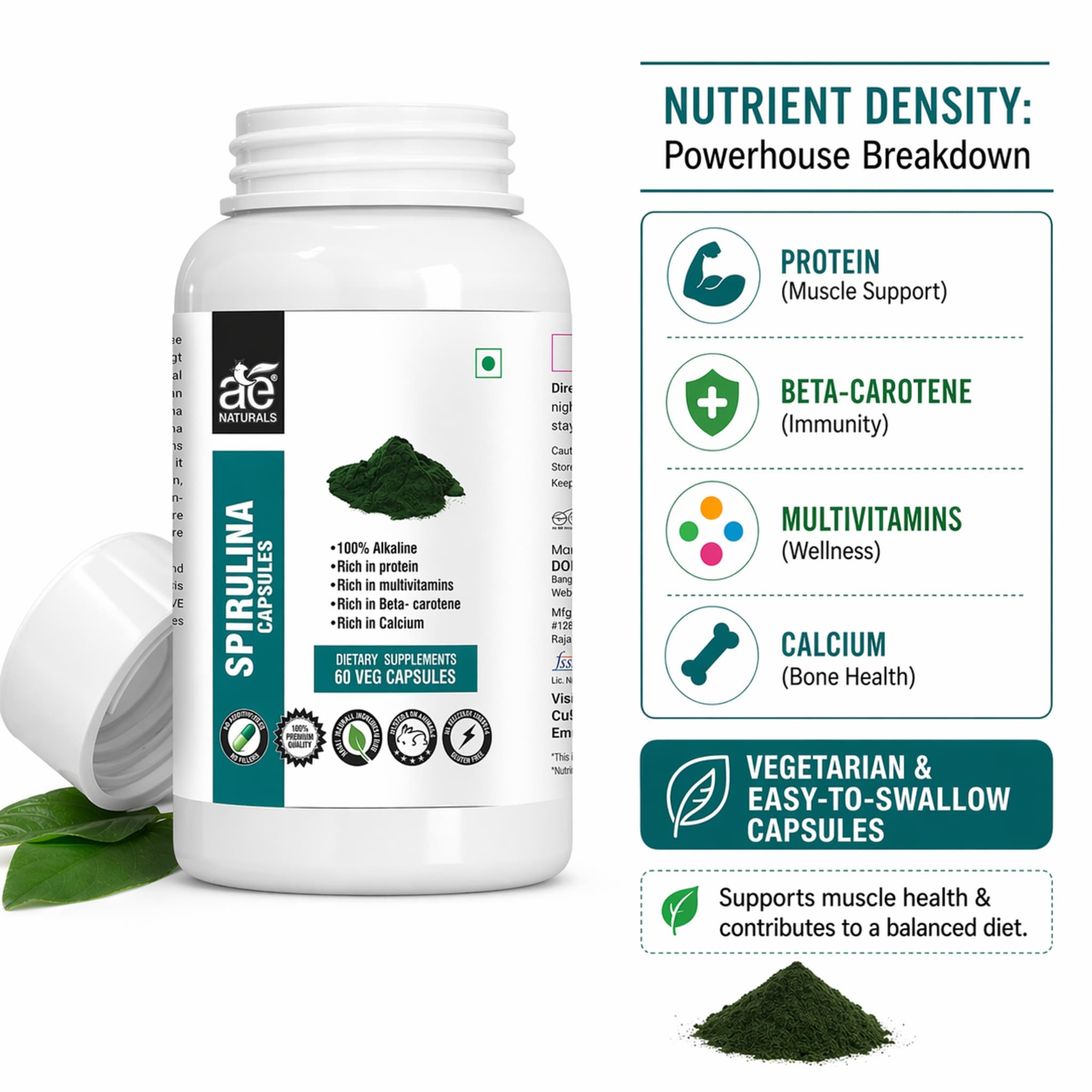 Spirulina Capsules 60 Caps thumbnail 3
