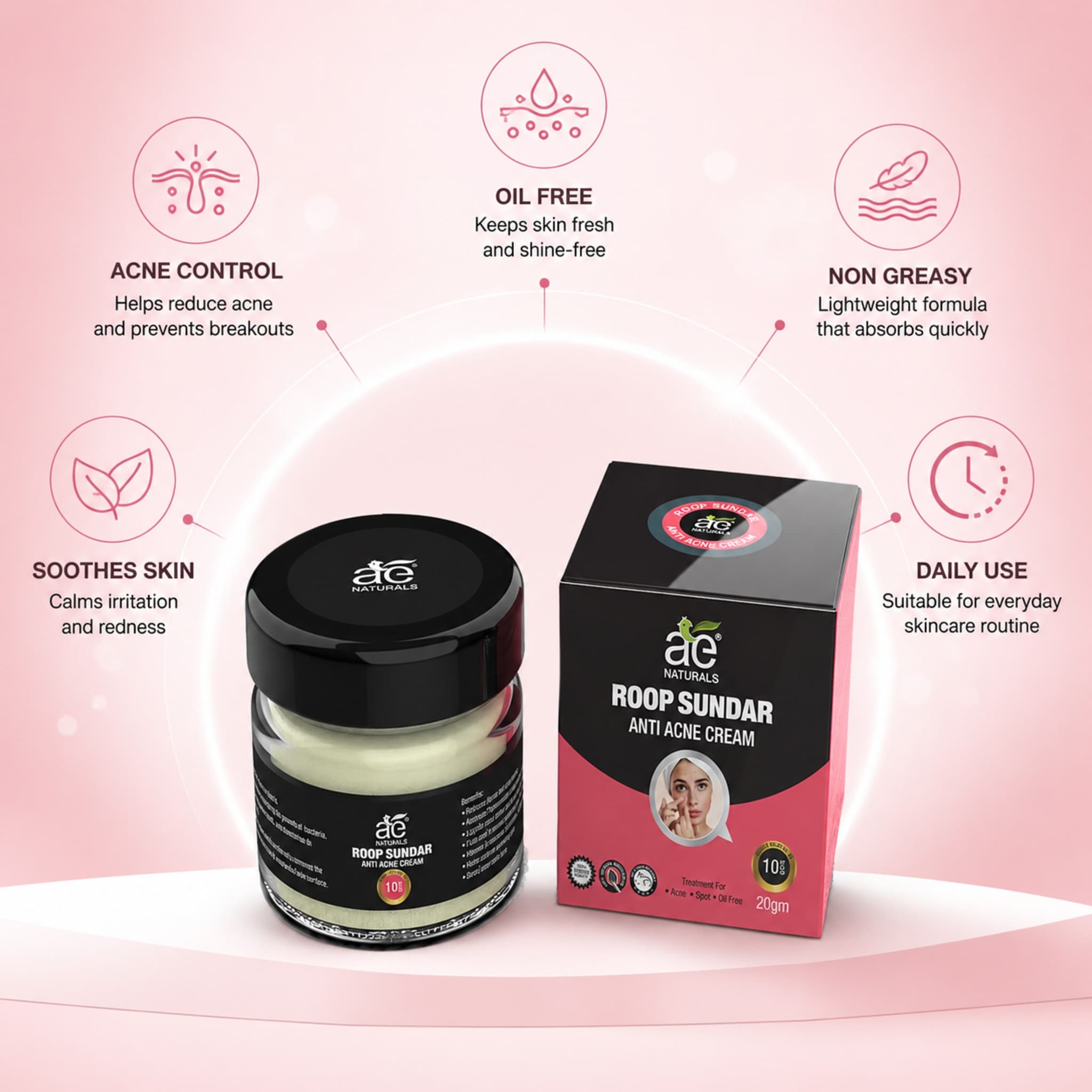 Roop Sundar Anti Acne Cream with Turmeric 20g thumbnail 3