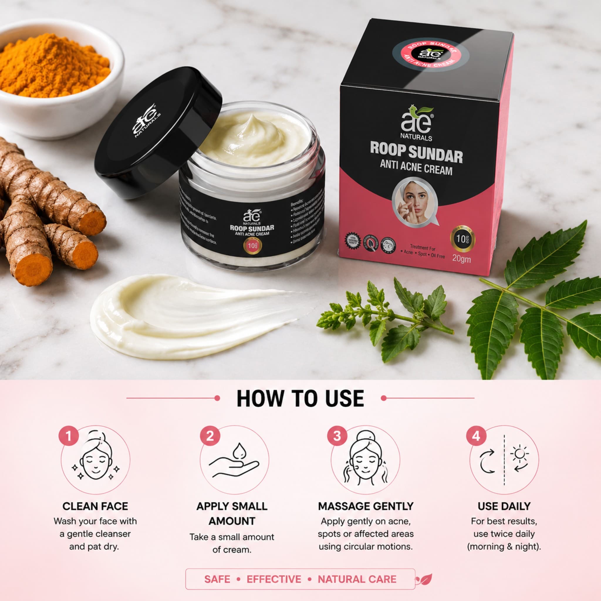 Roop Sundar Anti Acne Cream with Turmeric 20g thumbnail 4