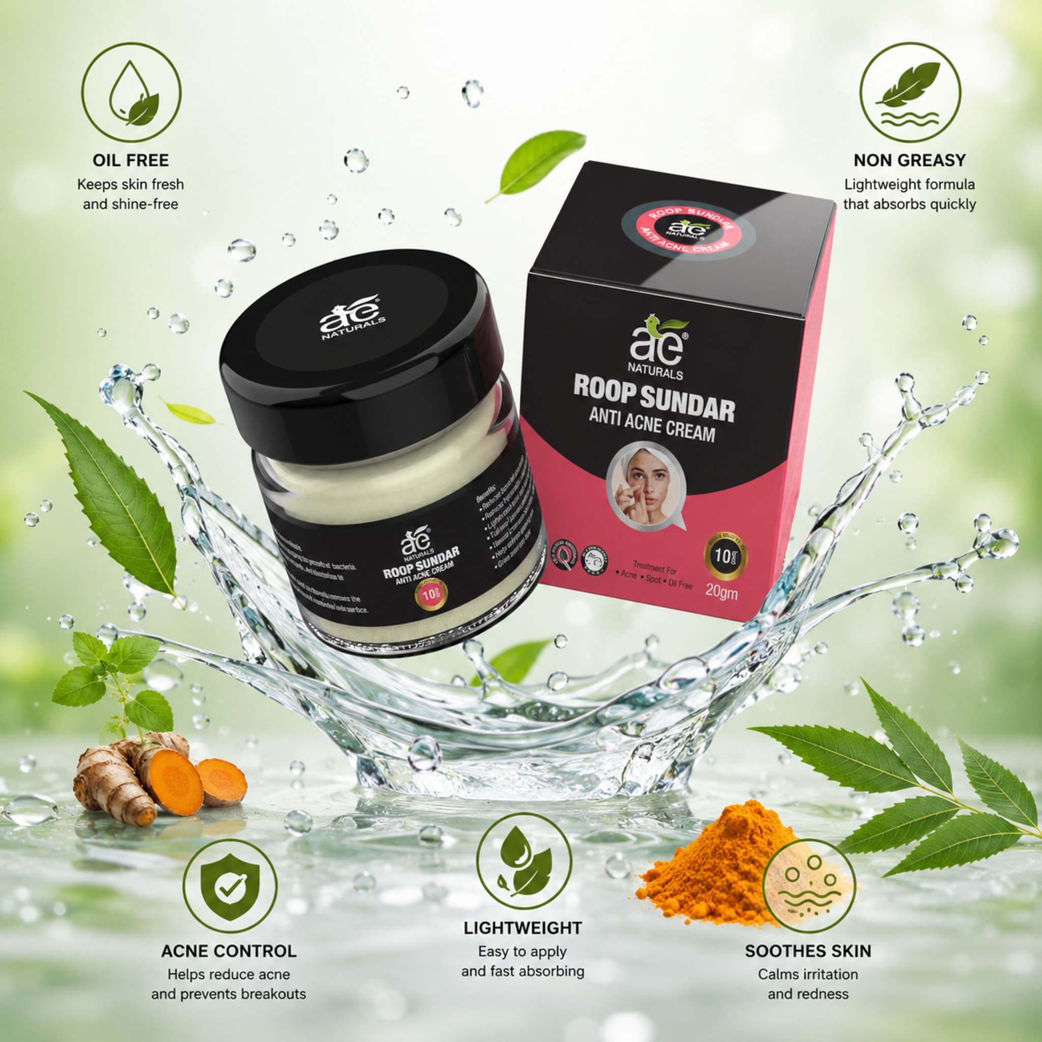 Roop Sundar Anti Acne Cream with Turmeric 20g thumbnail 5