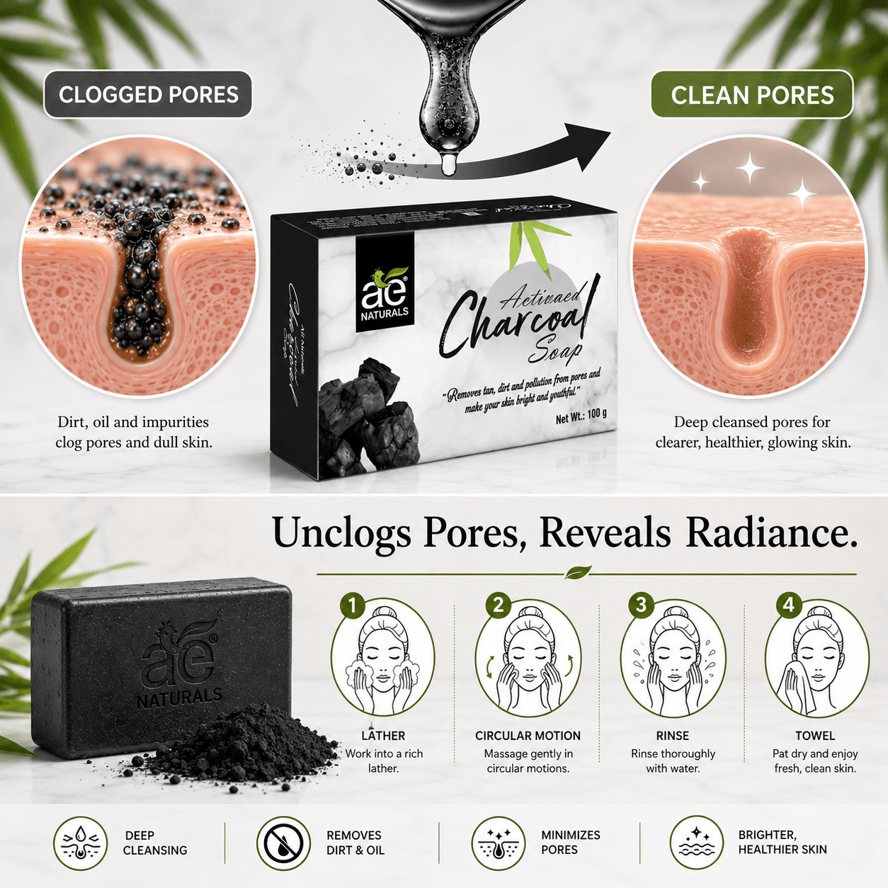Activated Charcoal soap 100g thumbnail 4