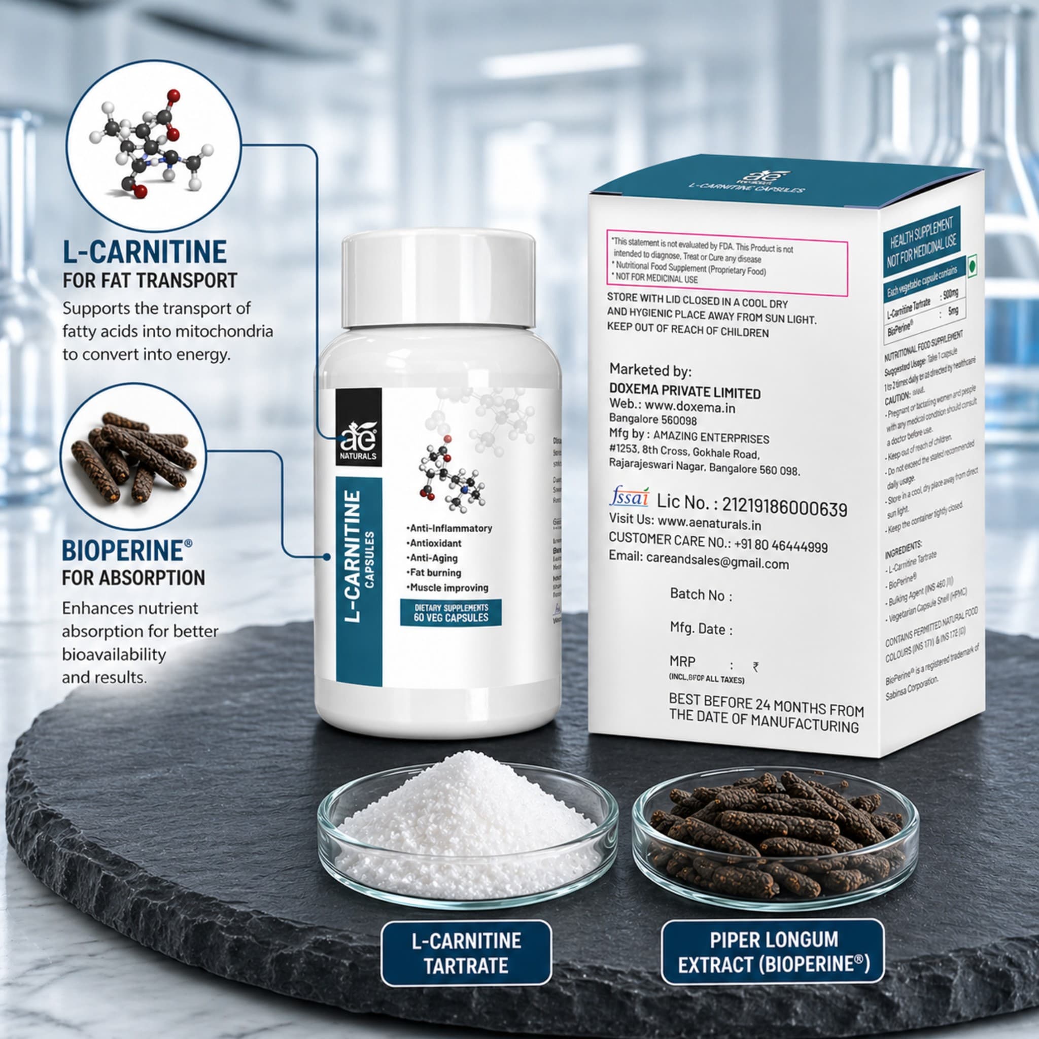 L-Carnitine Energy and Muscle Boost Capsules 60 Caps thumbnail 6