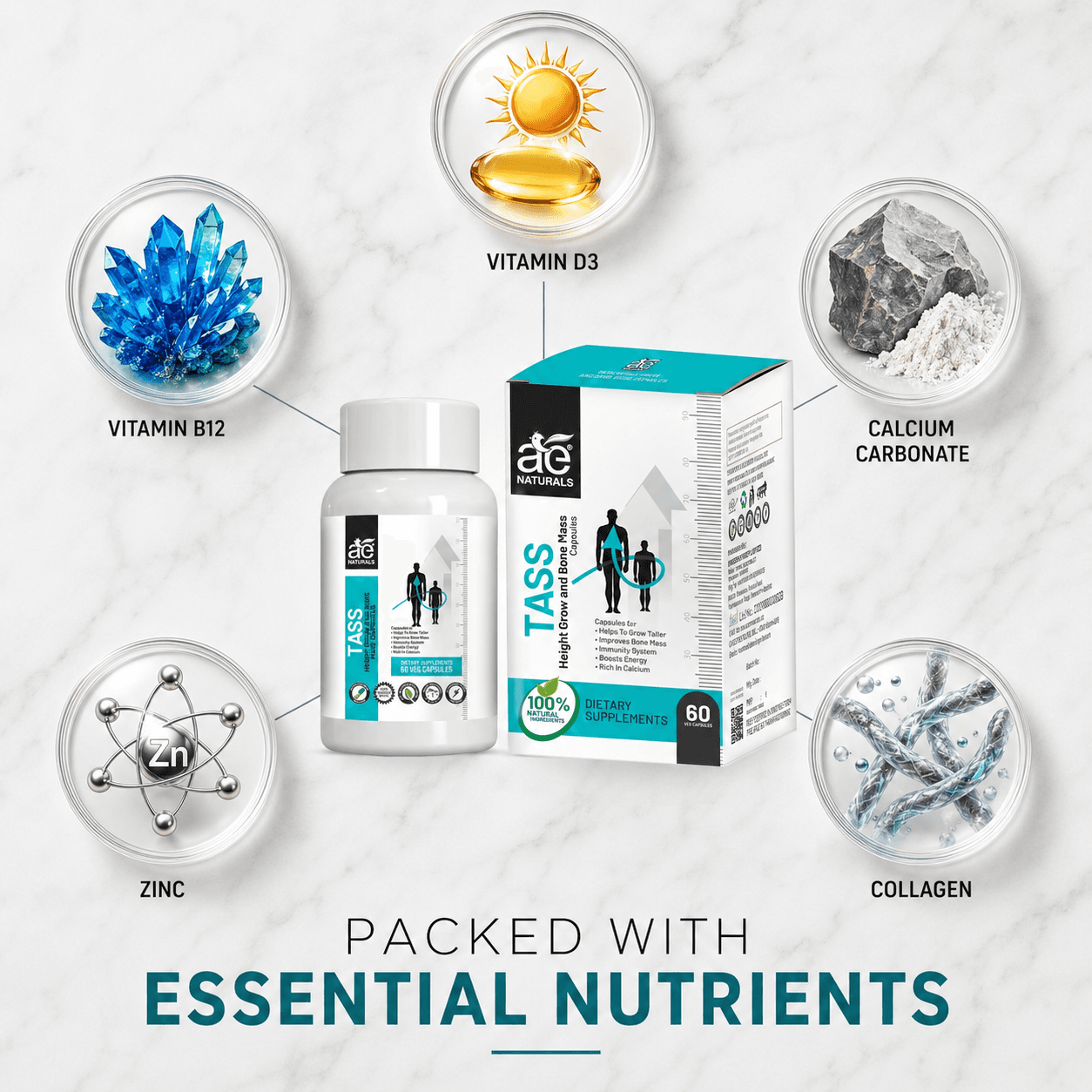 Tass Height growth capsules 60 Caps thumbnail 2