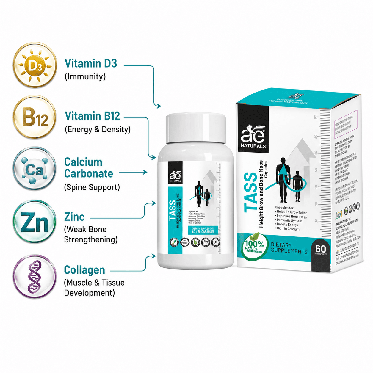 Tass Height growth capsules 60 Caps thumbnail 6