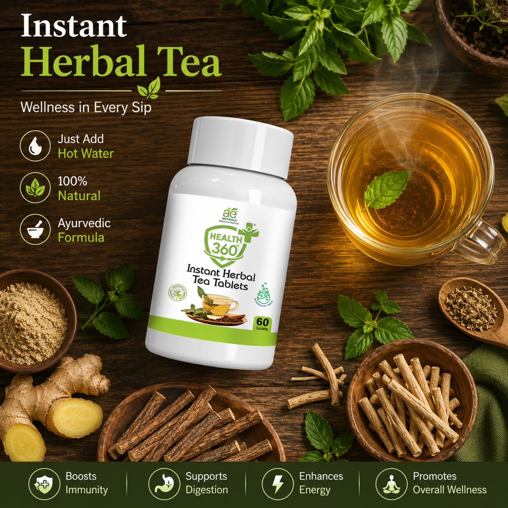 Health 360 Tea Tablets 60 Tabs thumbnail 5