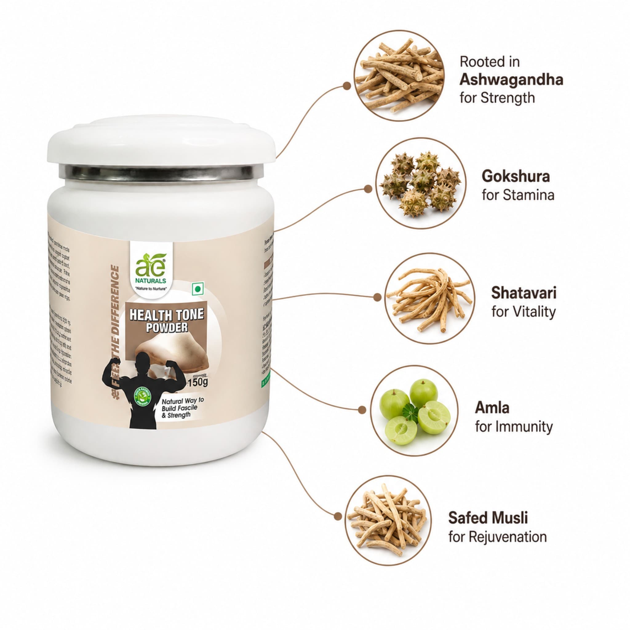 AE Naturals Health Tone Powder For Weight Gain 150g thumbnail 4